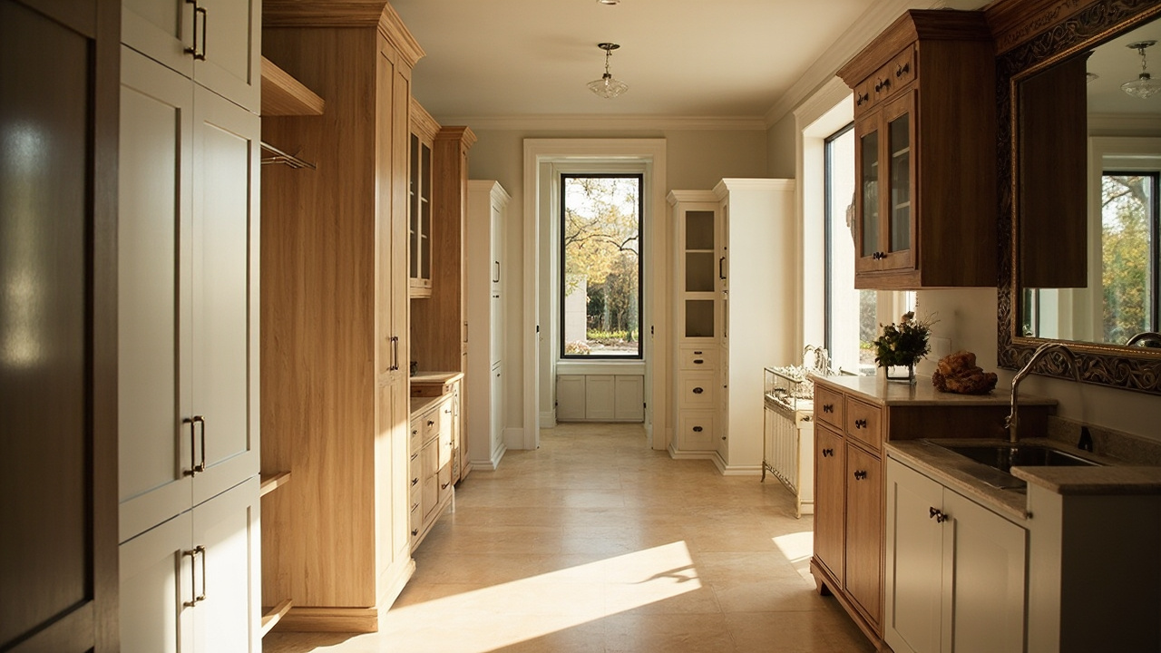 A beautiful showroom featuring a variety of ready-to-assemble closets with different styles and finishes, custom cabinets Houston by Evita Cabinets.